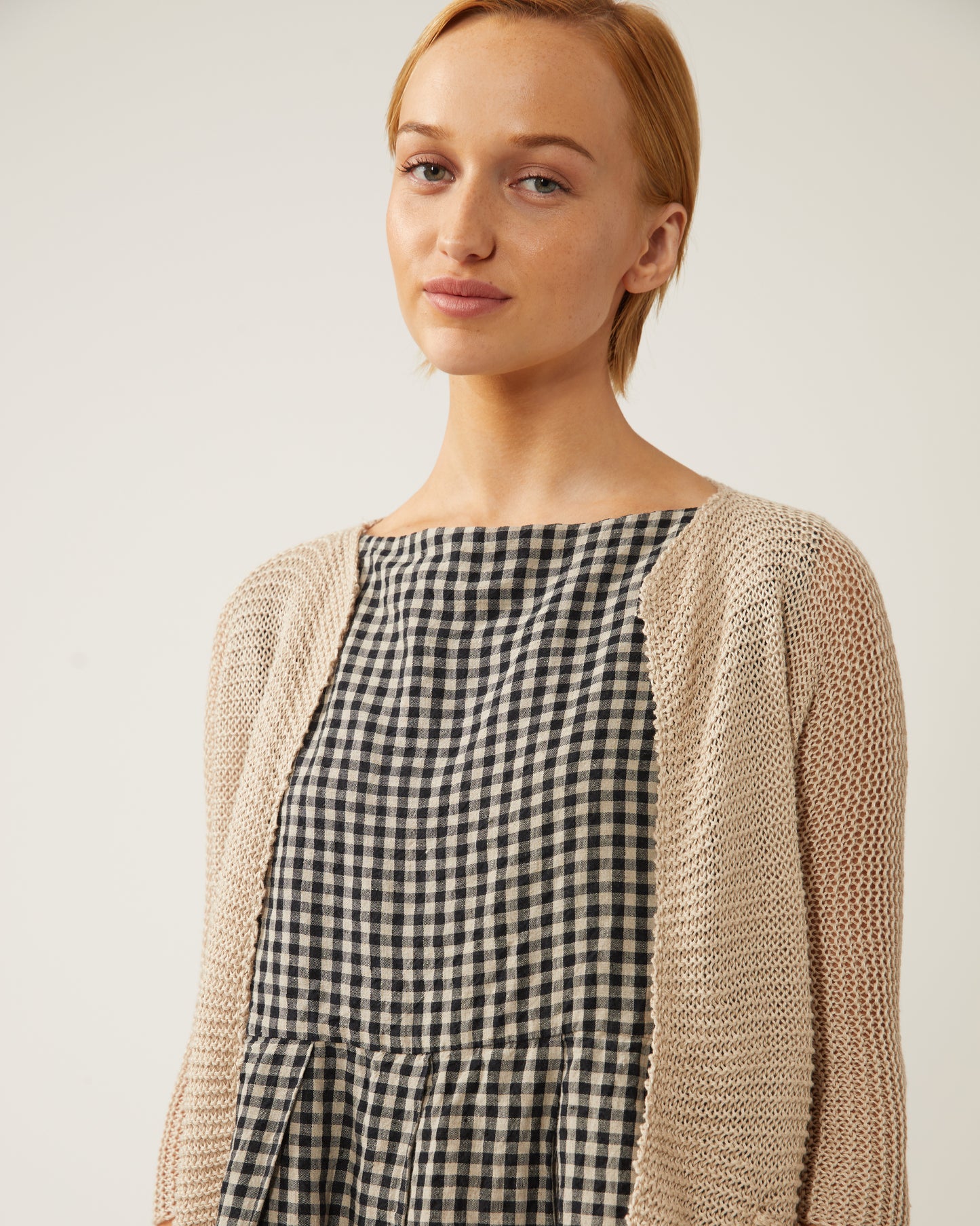 robe en lin LULLY à carreaux