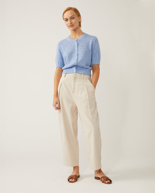 cardigan court en lin et soie à manches courtes CLARISSE