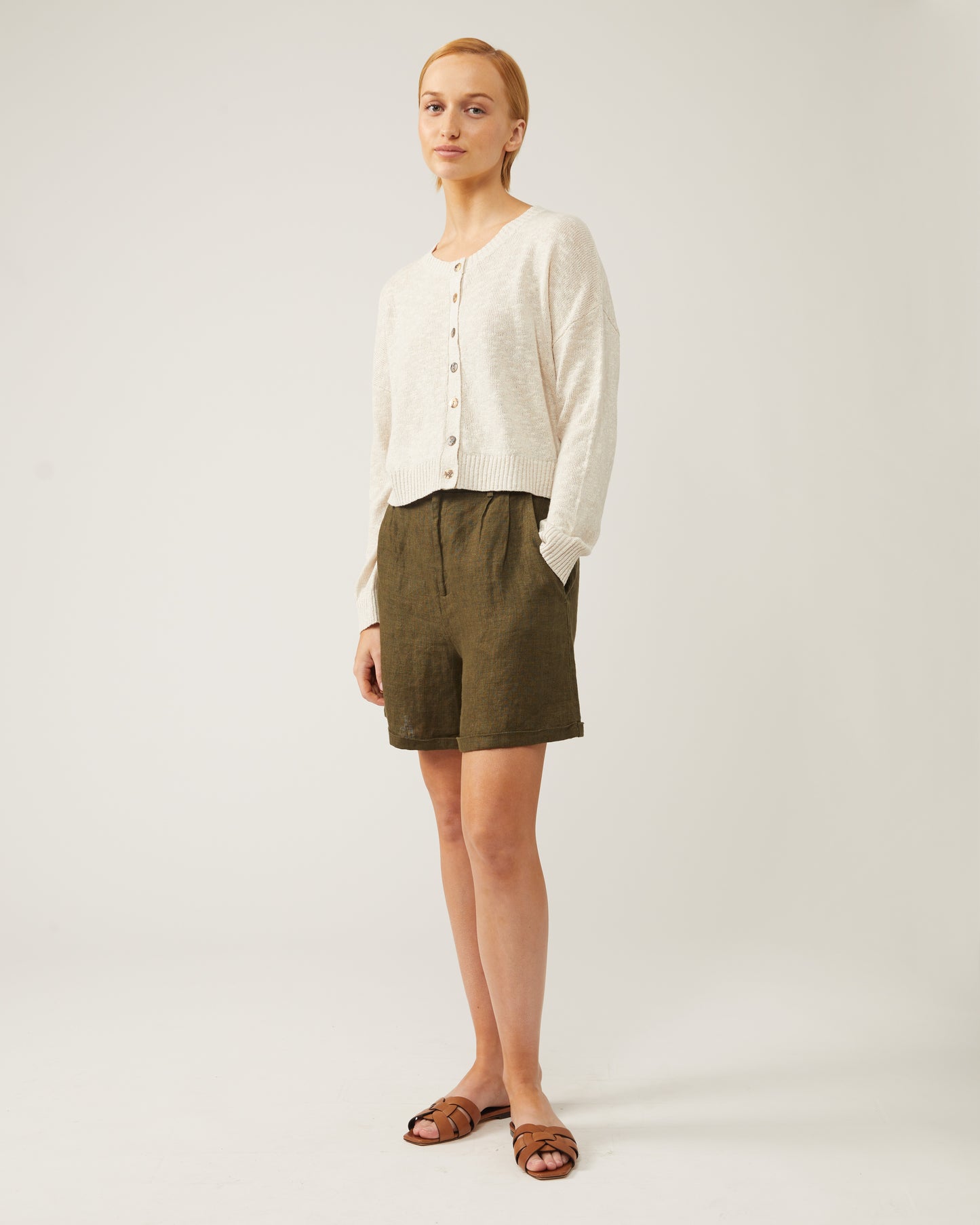 cardigan en mélange de lin et soie ALESSIA