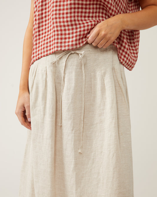 jupe midi à cordon LIA en crêpe de lin
