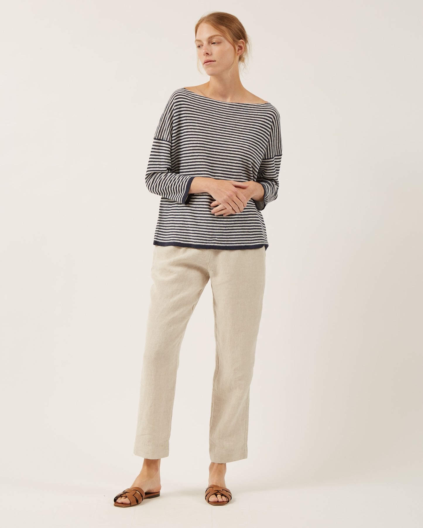 chandail rayé en lin VANILLE