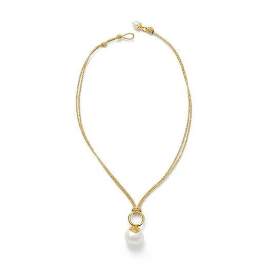 Golden Pebble Pearl Pendant necklace - CC&Co