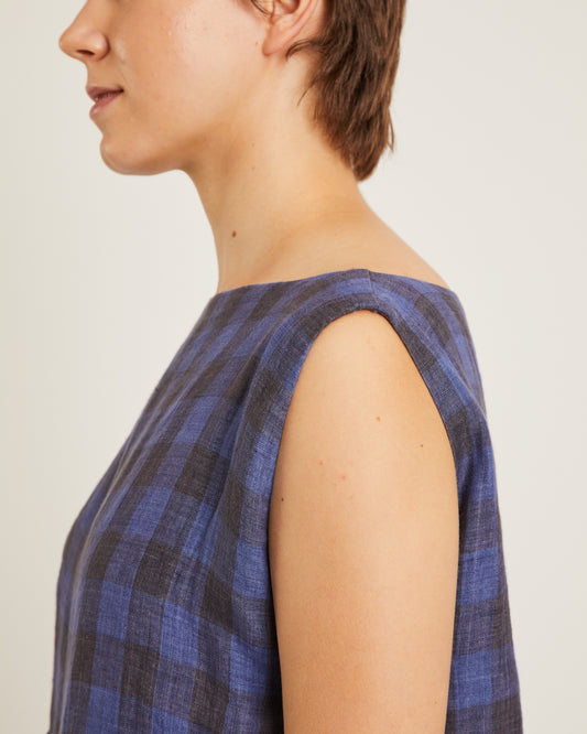 robe en lin LULLY à carreaux