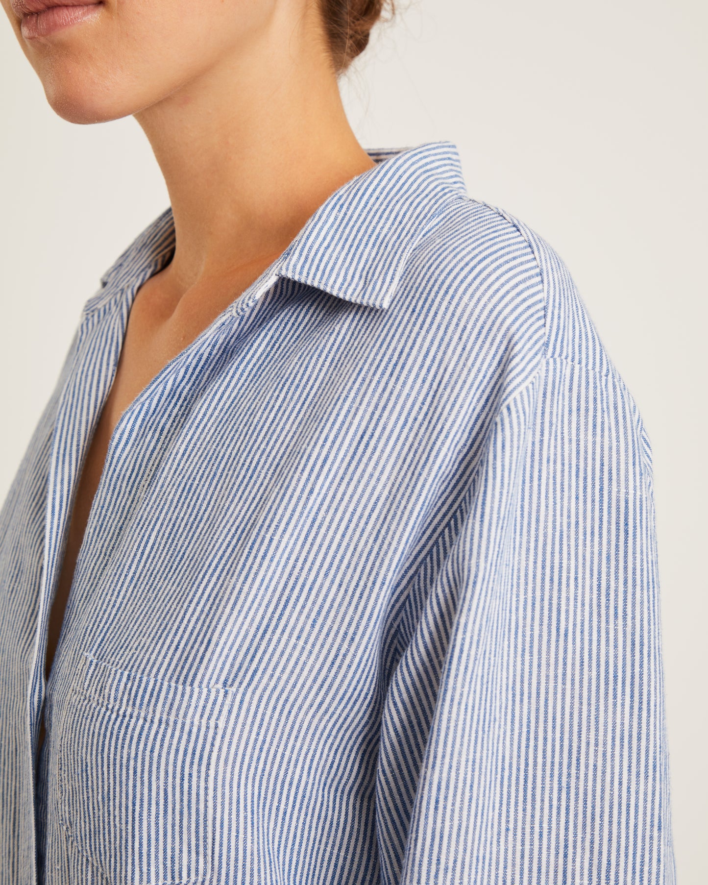 maxi robe-chemise en lin NICOLE à fines rayures