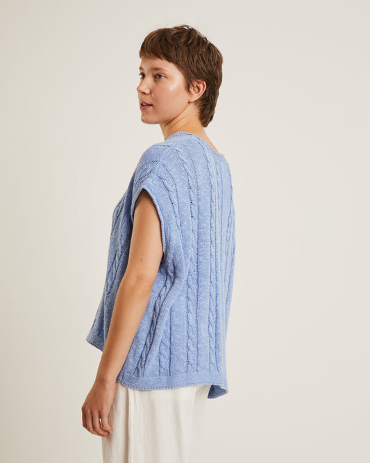 chandail sans manches à maille torsadée en lin et soie ROSA