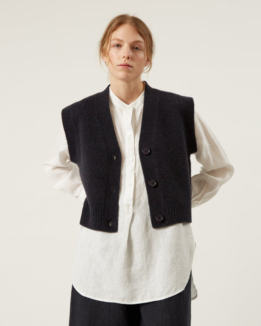ELAYNE wool and yak sleeveless cardigan