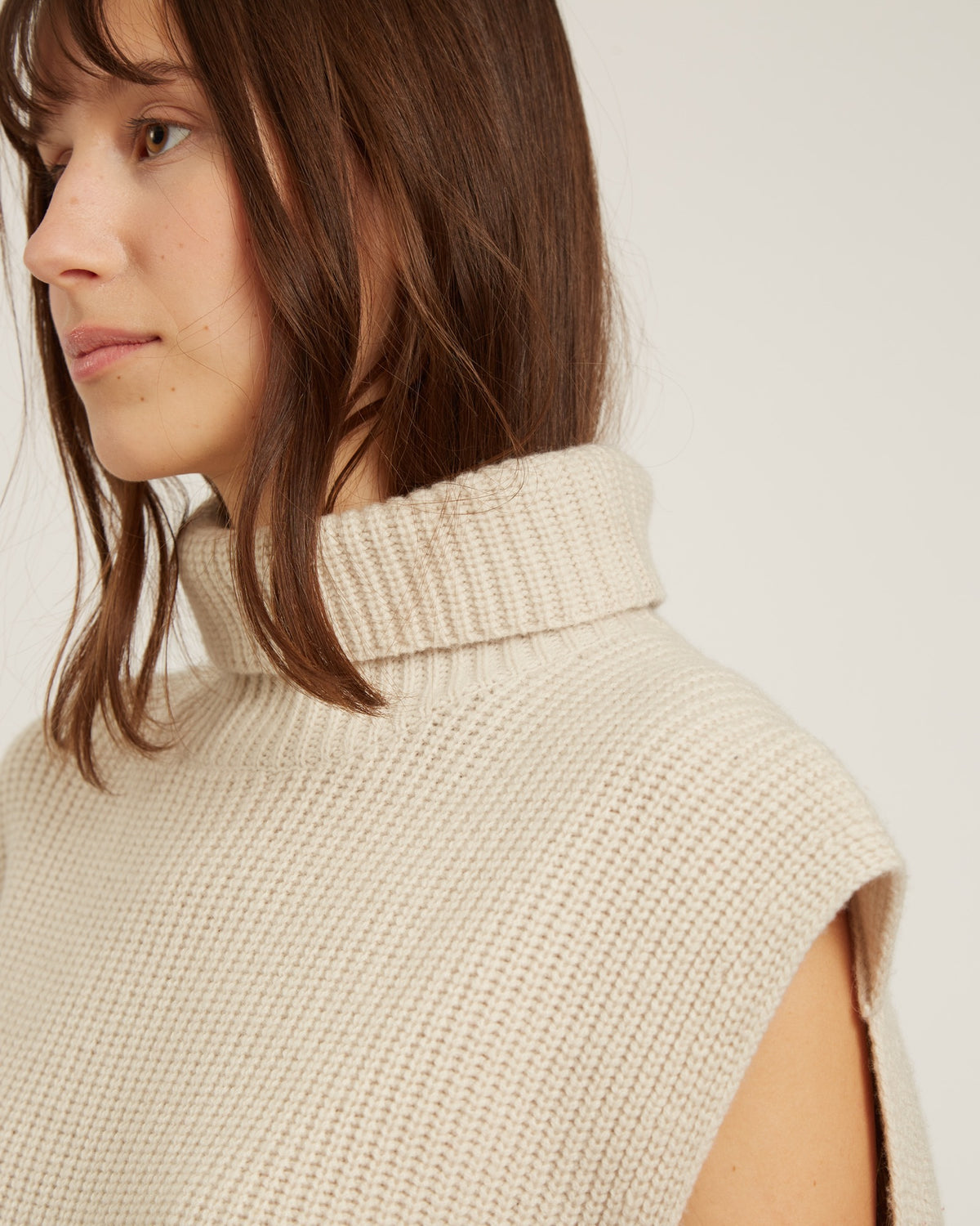 Pachamama Débardeur En Laine Sans Manches Femme Motif Promenade De Chien - Beige - Fait Main Commerce Équitable