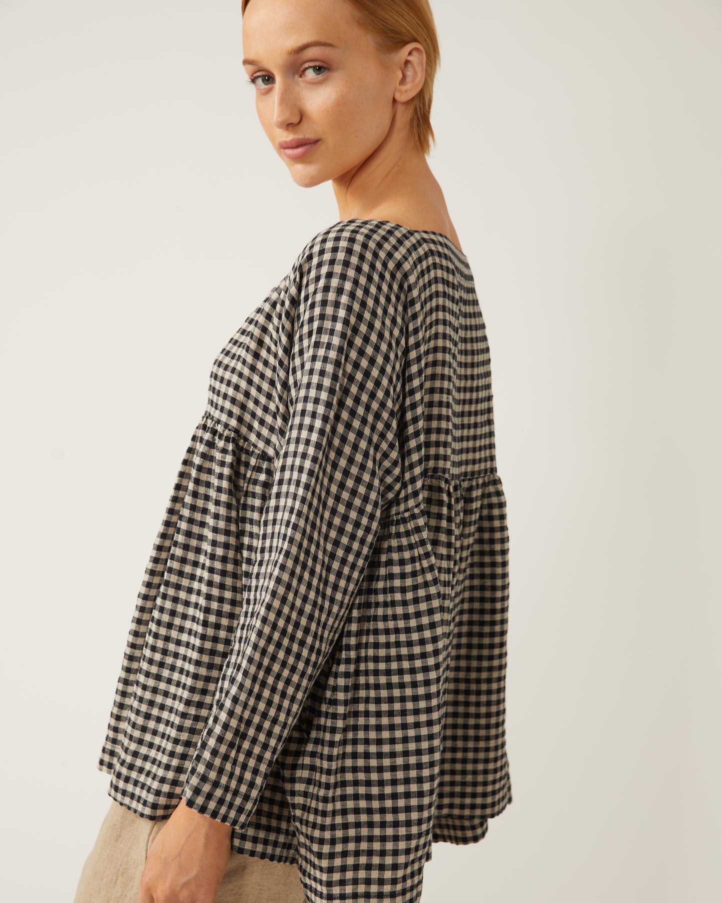top en lin à petits carreaux vichy NEVAN