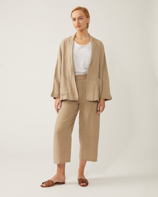 veste en lin AMELIA à motif mini pied-de-poule