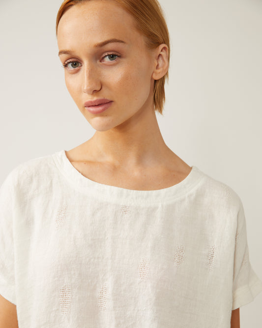 top JOANNA en lin avec détails ajourés