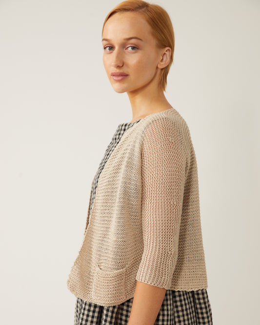 cardigan court en lin à poches plaquées ROSIE