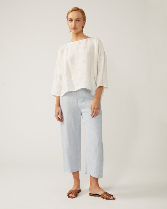 top TAMARA en lin avec détails ajourés