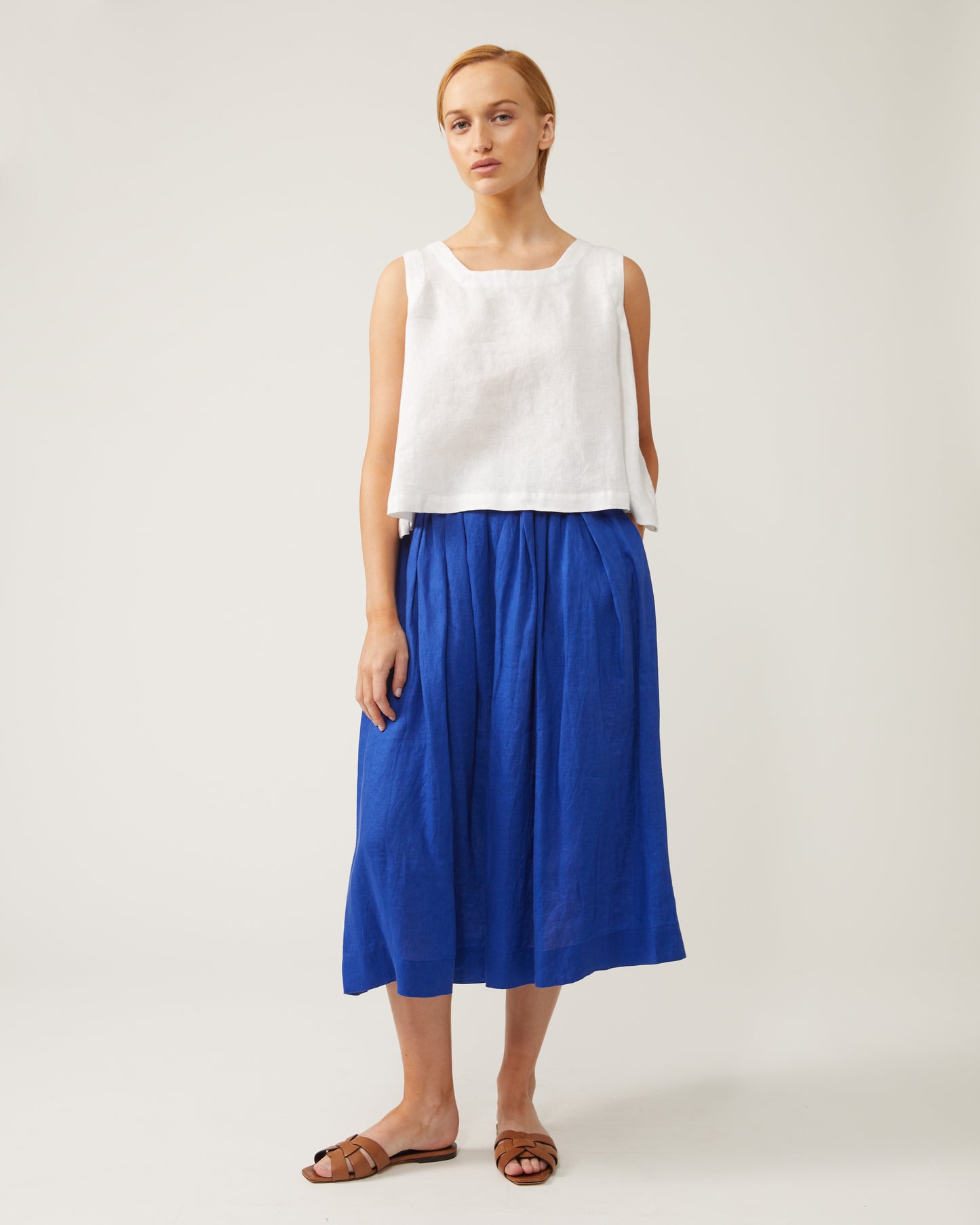 BELLY gathered skirt in washed linen