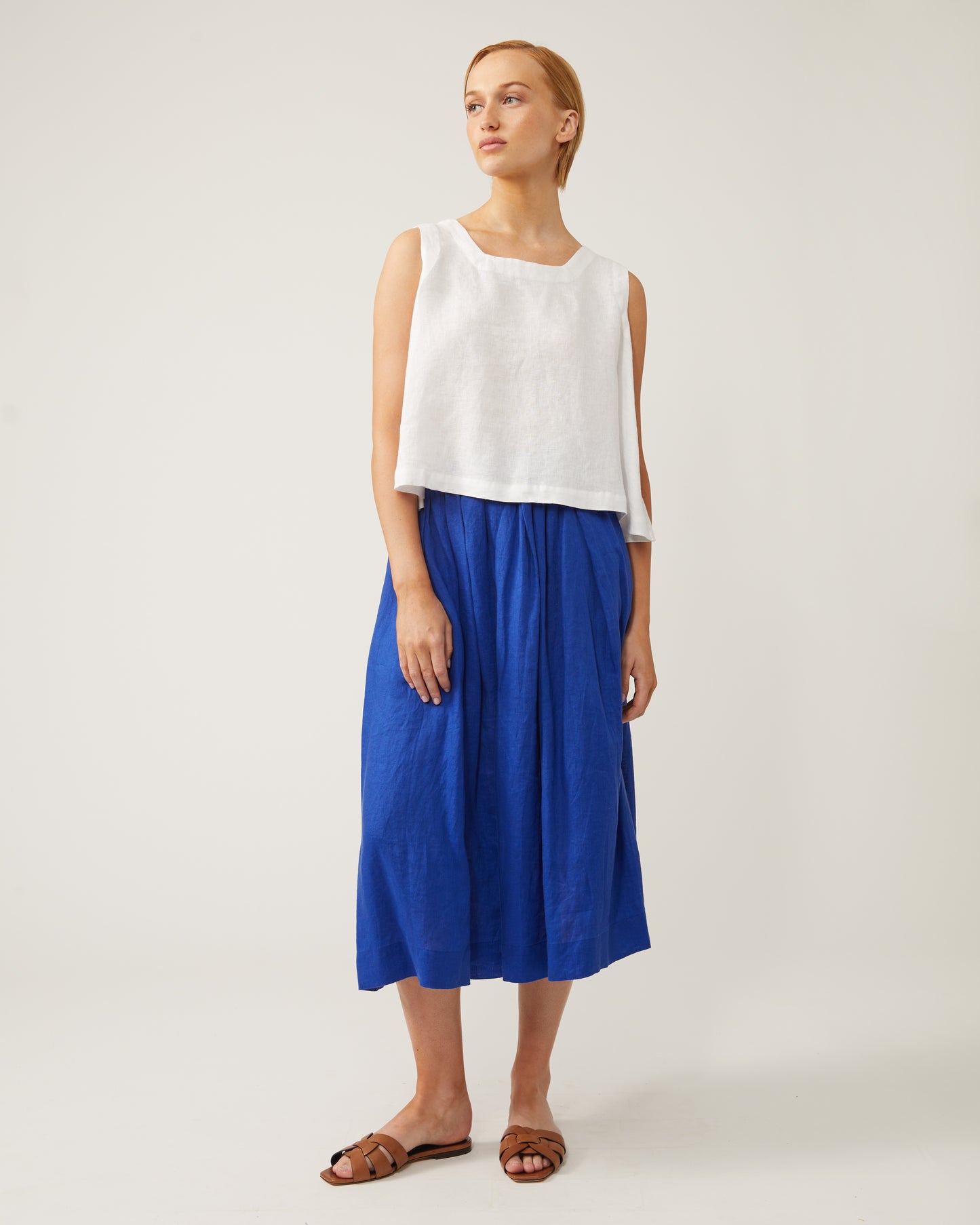 BELLY gathered skirt in washed linen