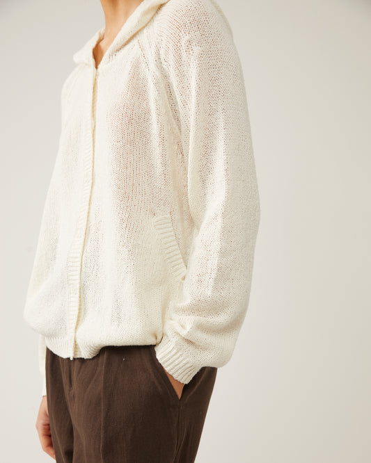 cardigan à capuche en coton et soie PORTIA