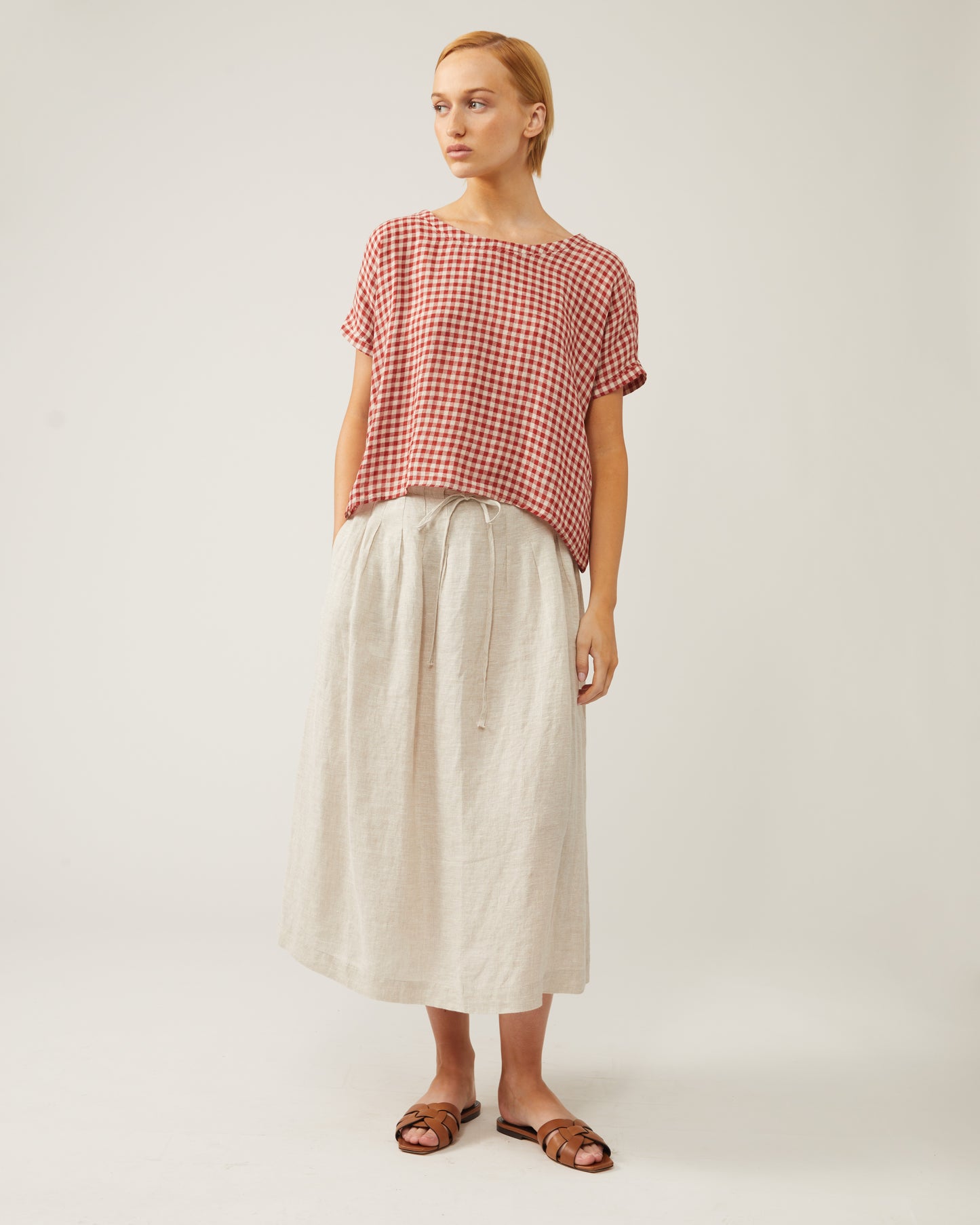 jupe midi à cordon LIA en crêpe de lin