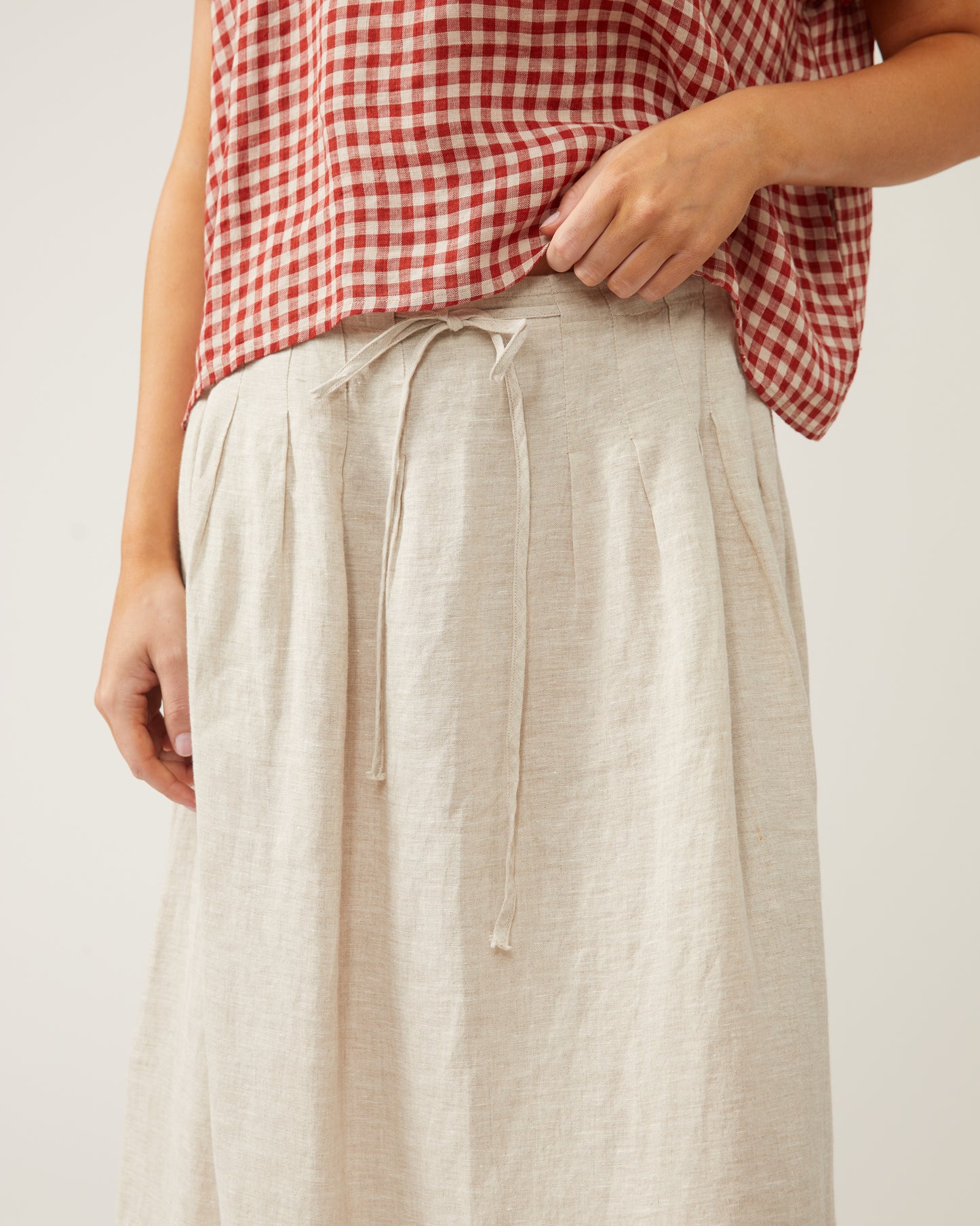 jupe midi à cordon LIA en crêpe de lin