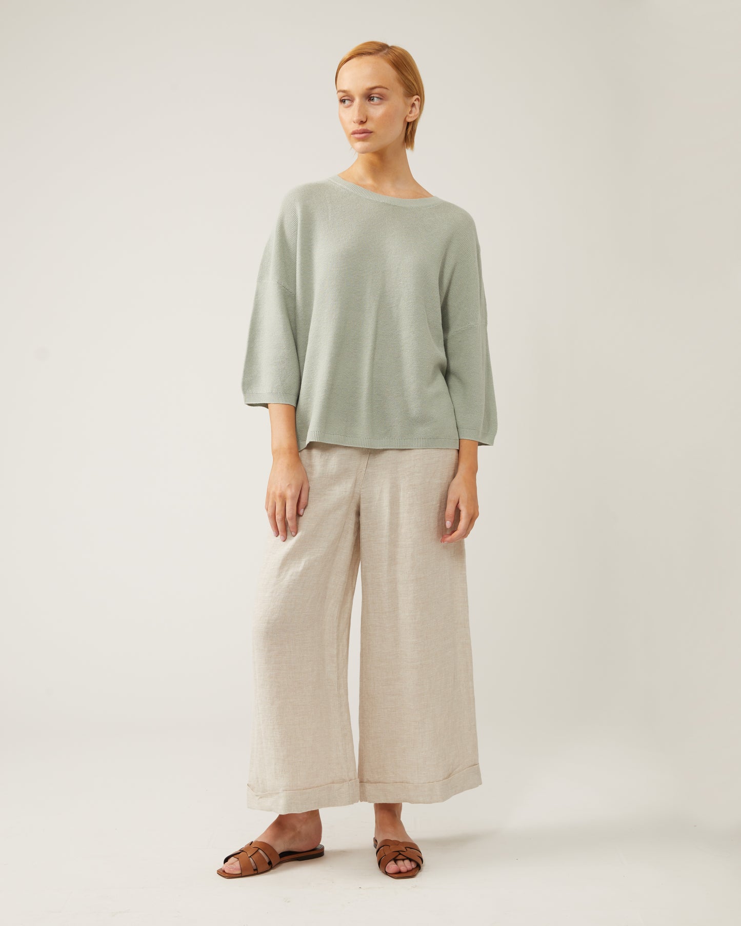 chandail en lin et coton à manches 3/4 TIMEA