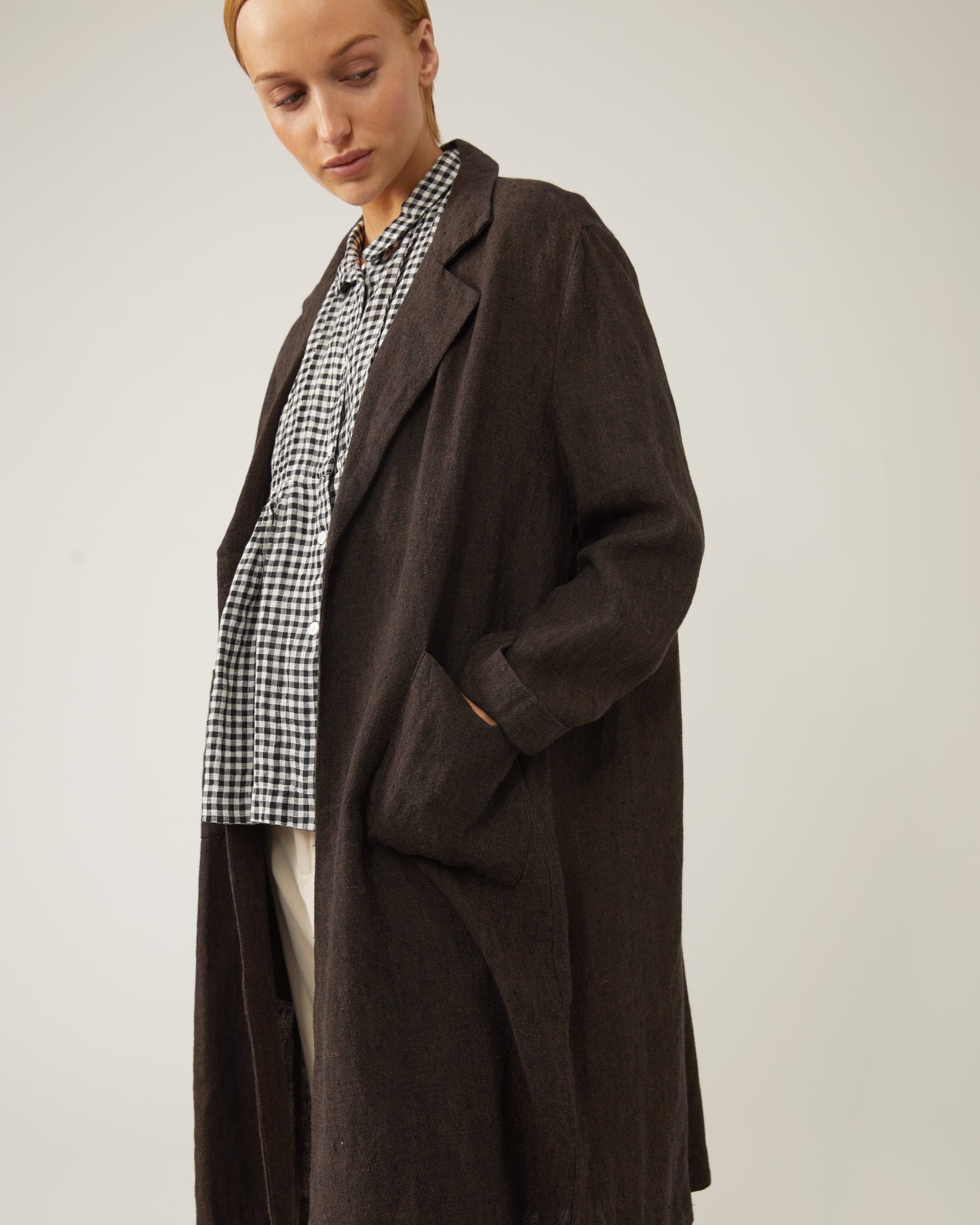 manteau JANAYA en épaisse crêpe de lin