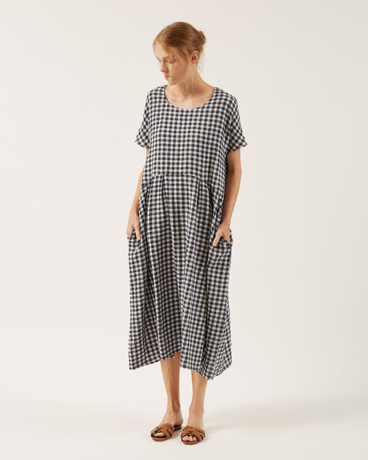 robe REBECCA en lin seersucker à motif vichy
