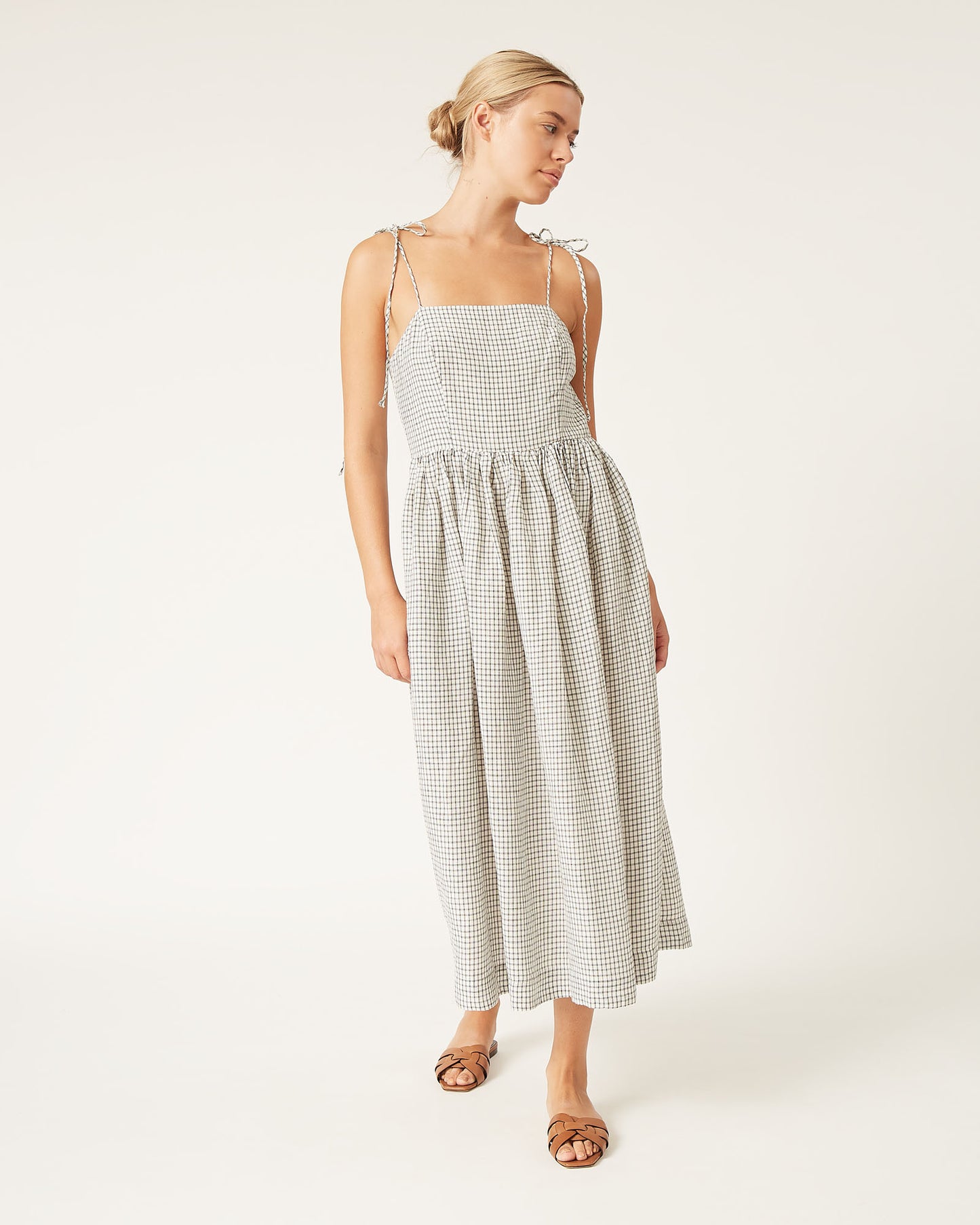 GWEN mini-check linen dress
