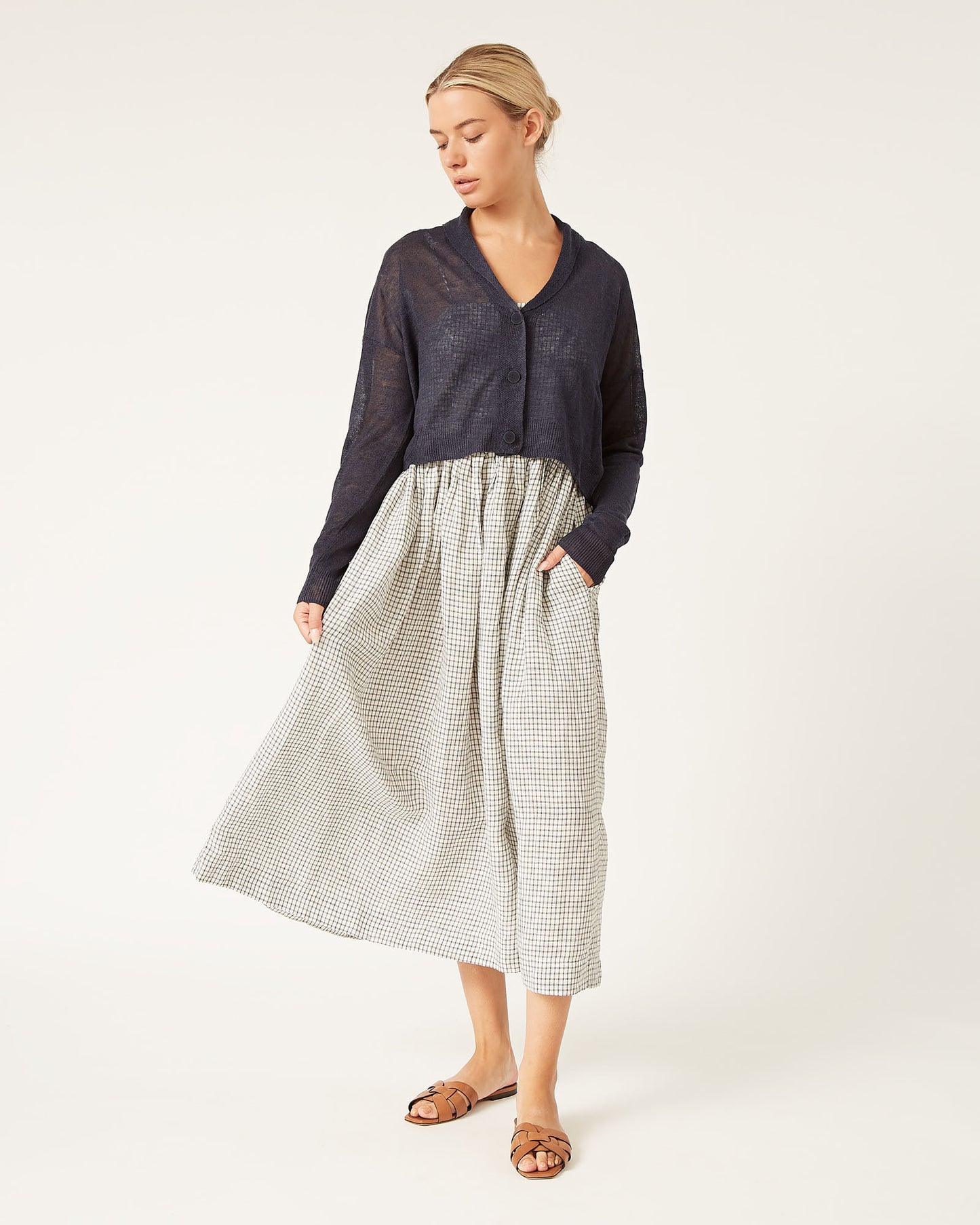 GWEN mini-check linen dress