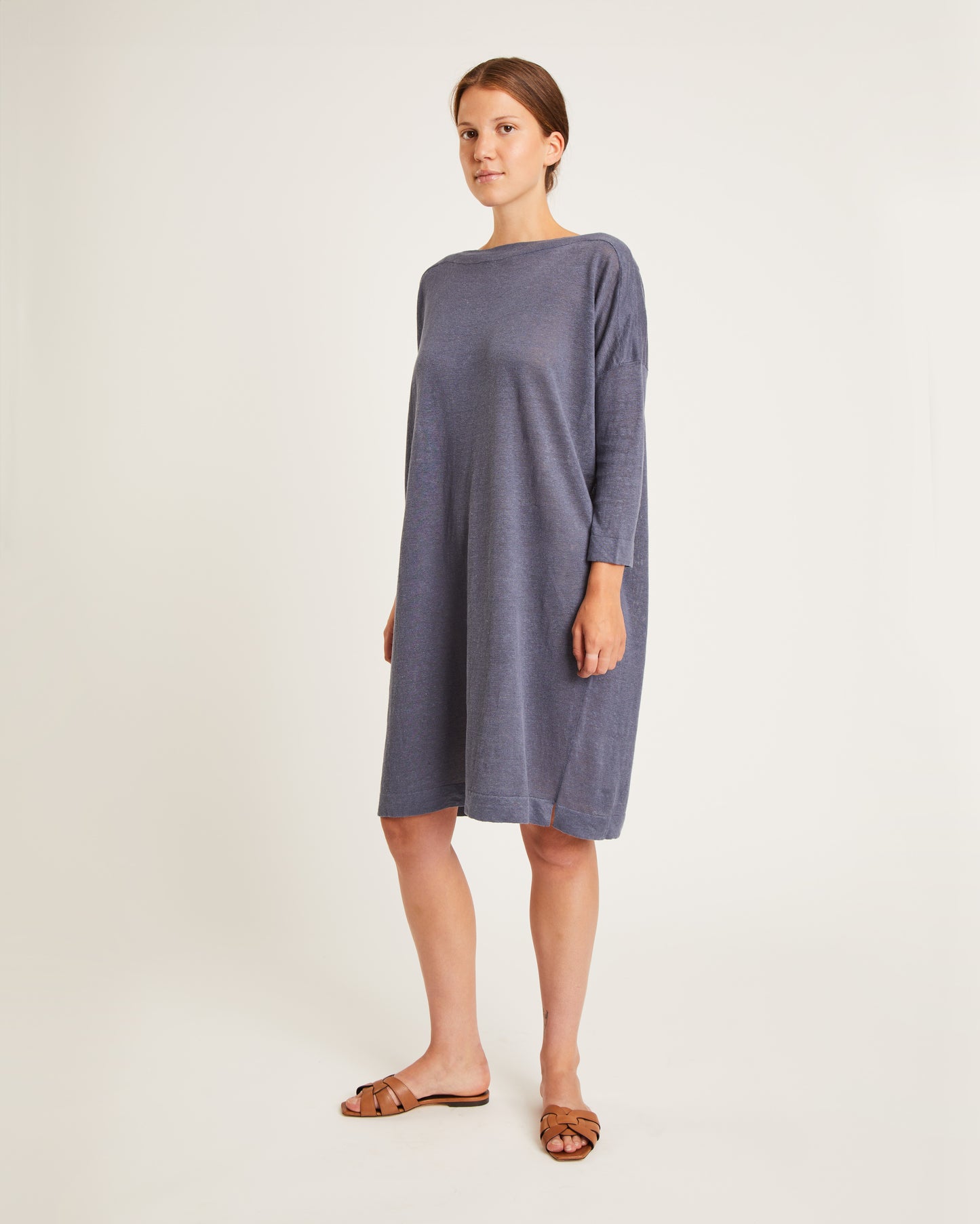 robe en tricot de lin à col bateau LEILIE