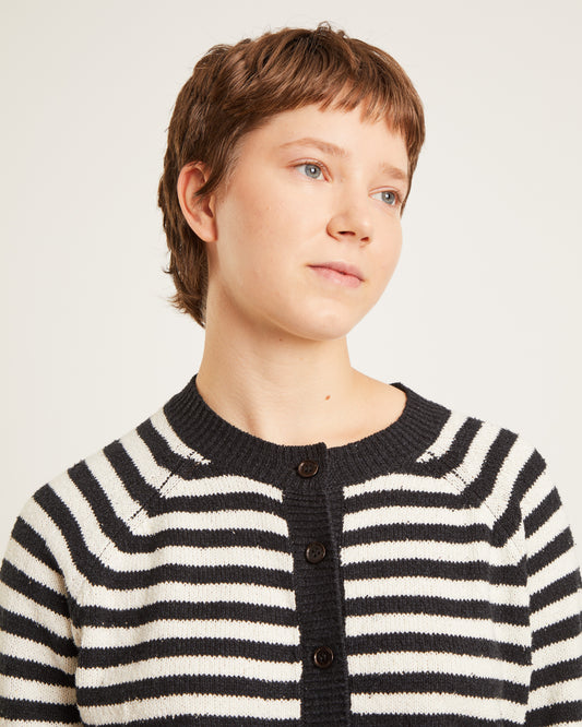 cardigan rayé en mélange de soie CHRISTINE