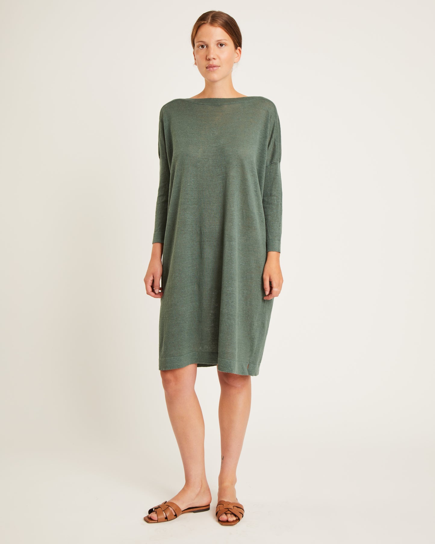 robe en tricot de lin à col bateau LEILIE