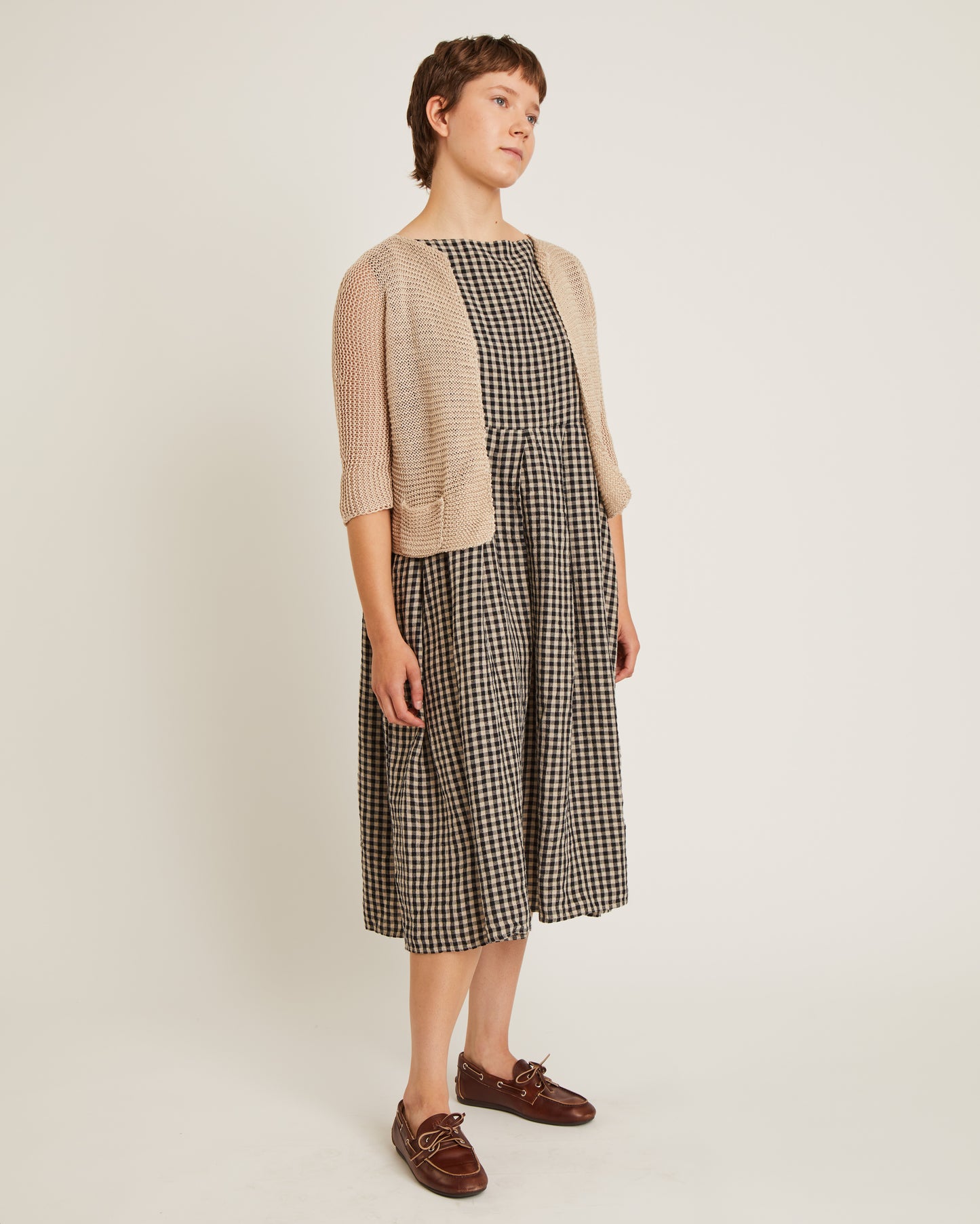 cardigan court en lin à poches plaquées ROSIE