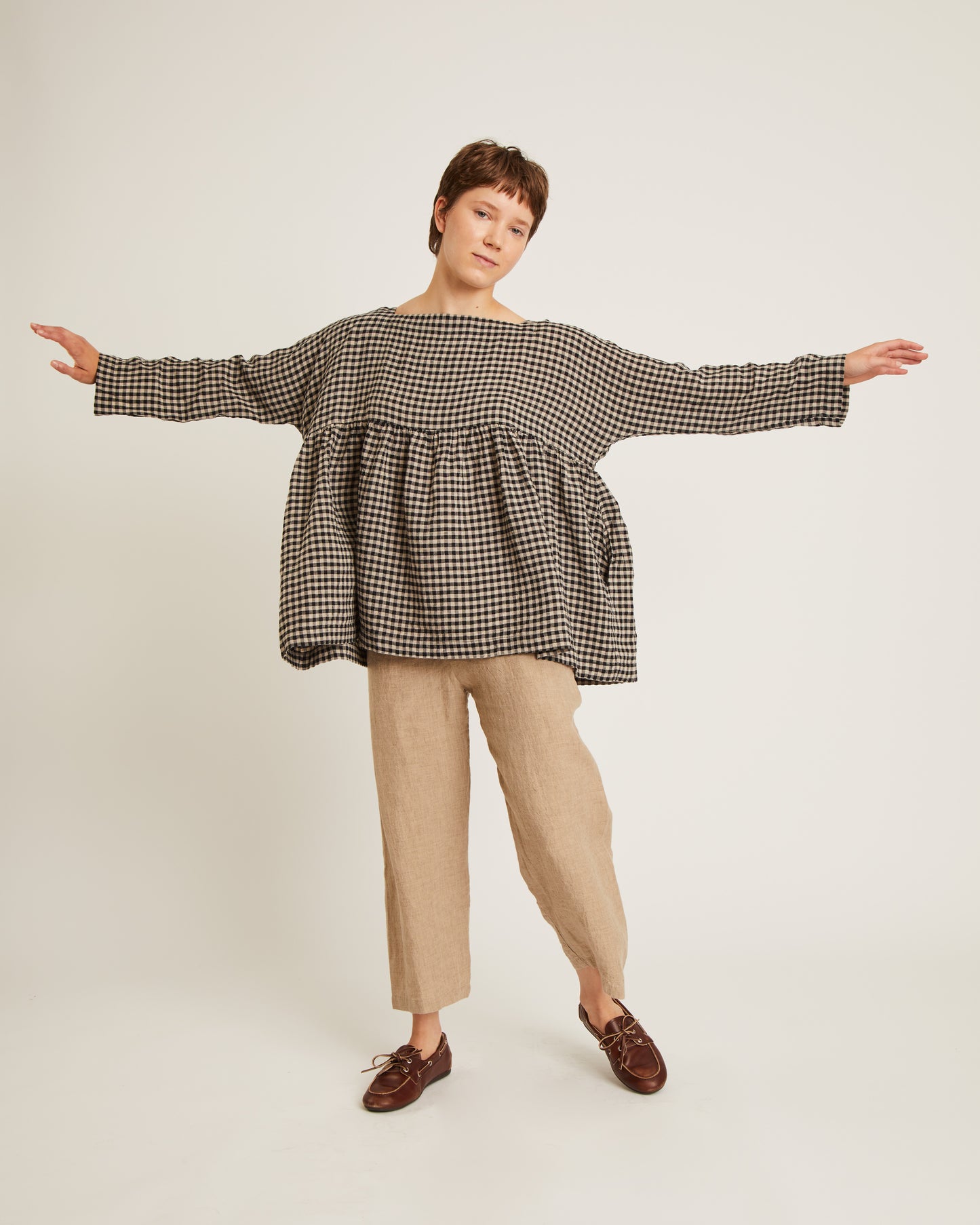 top en lin à petits carreaux vichy NEVAN