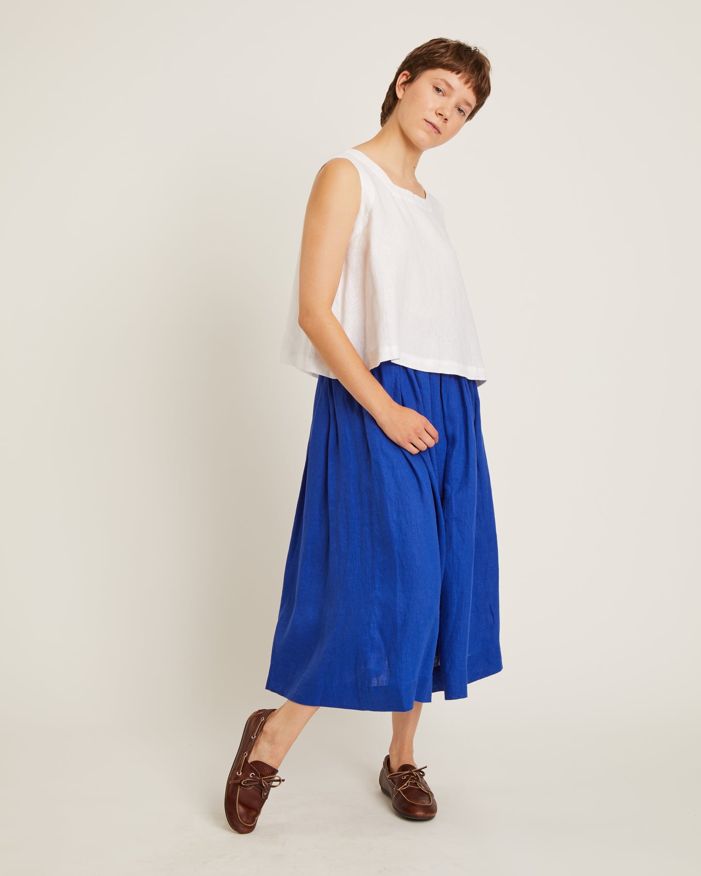 BELLY gathered skirt in washed linen