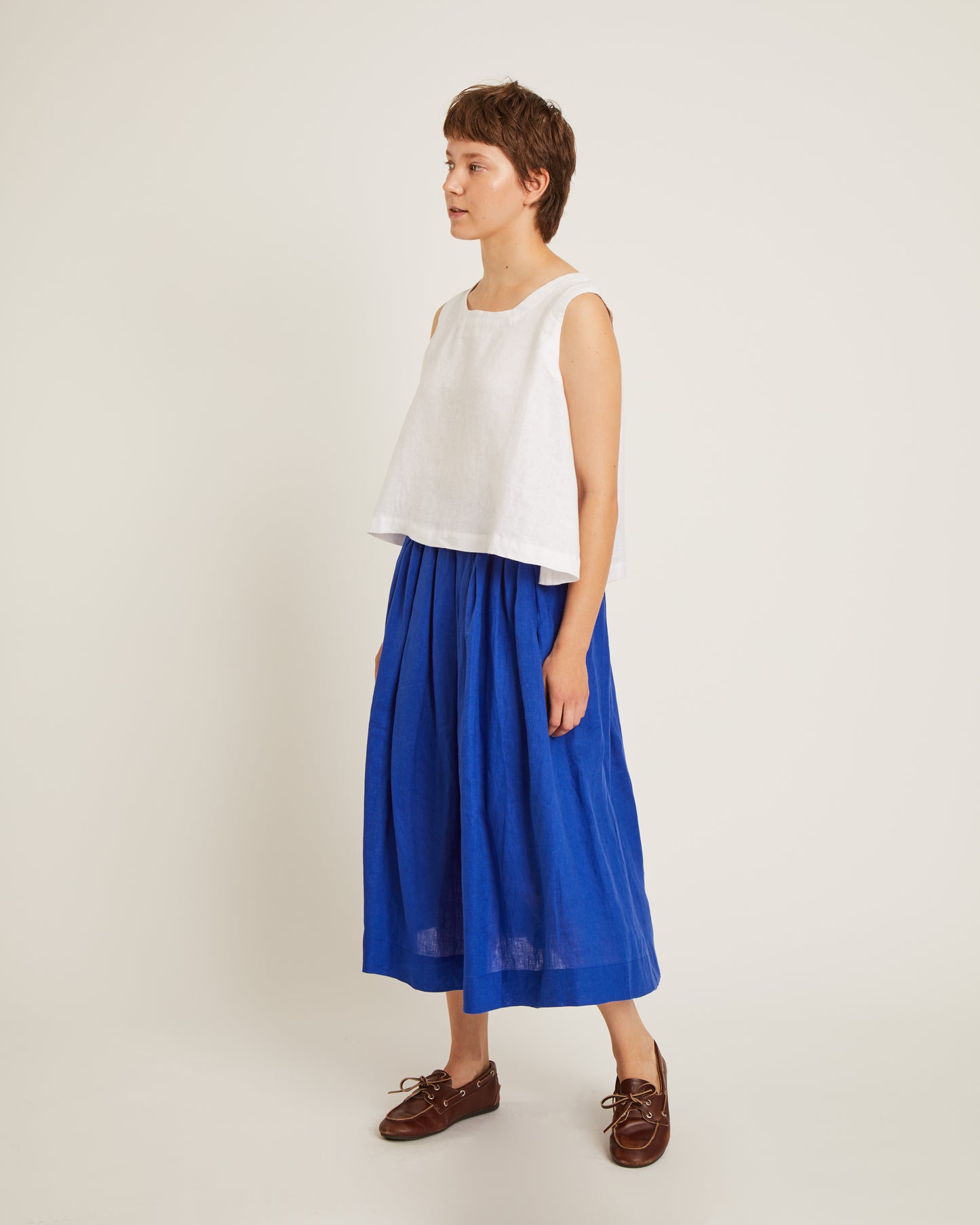 BELLY gathered skirt in washed linen
