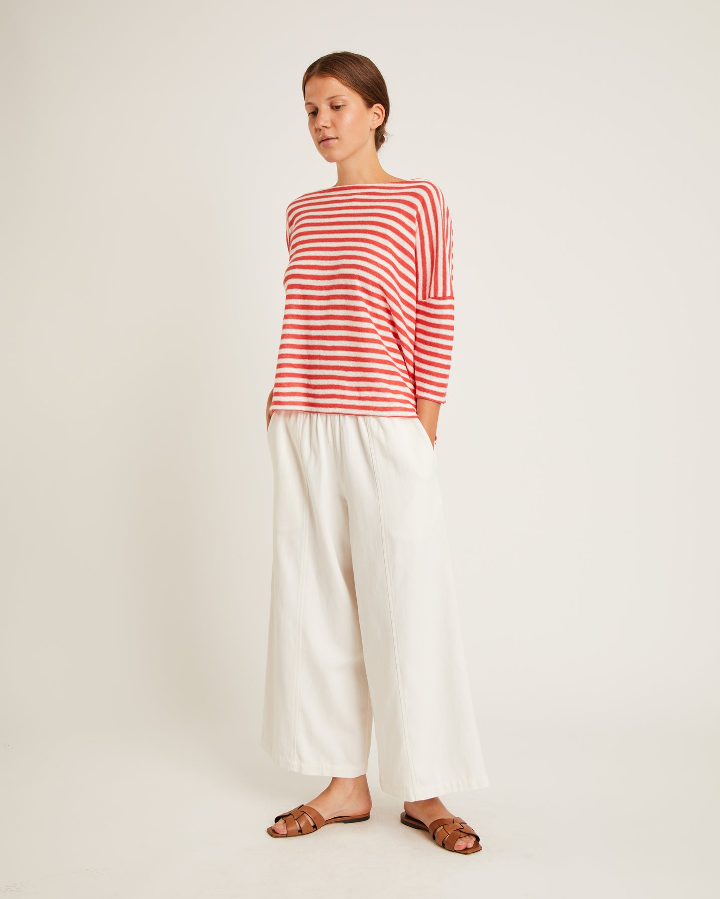 chandail en lin à col bateau et manches 3/4 SEINA