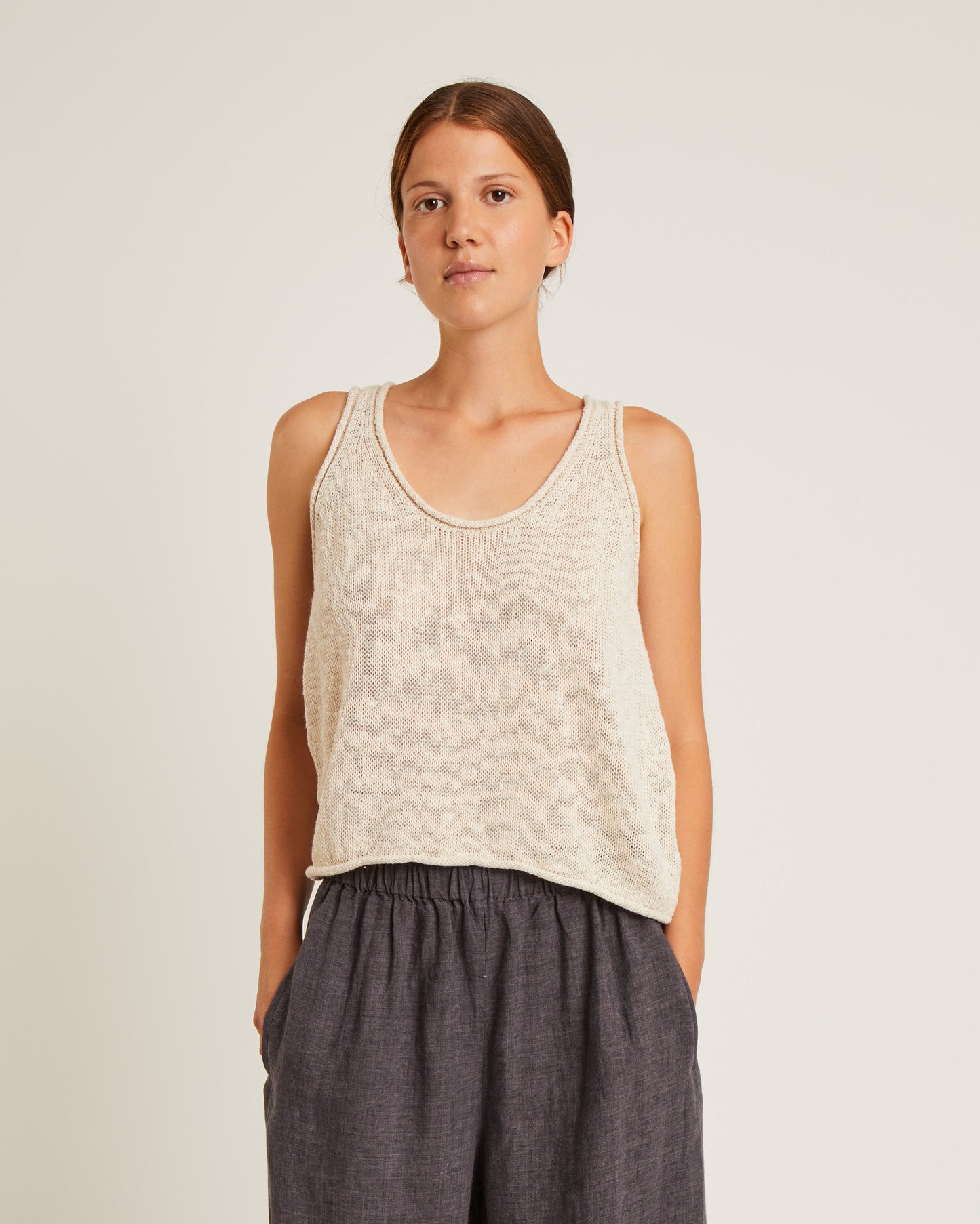 camisole en maille mélangée de lin et soie STINA