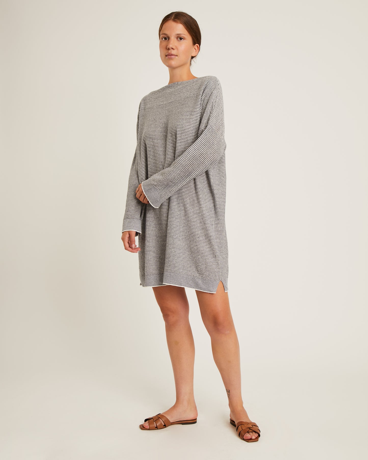 robe rayée en lin à col bateau CAITLIN