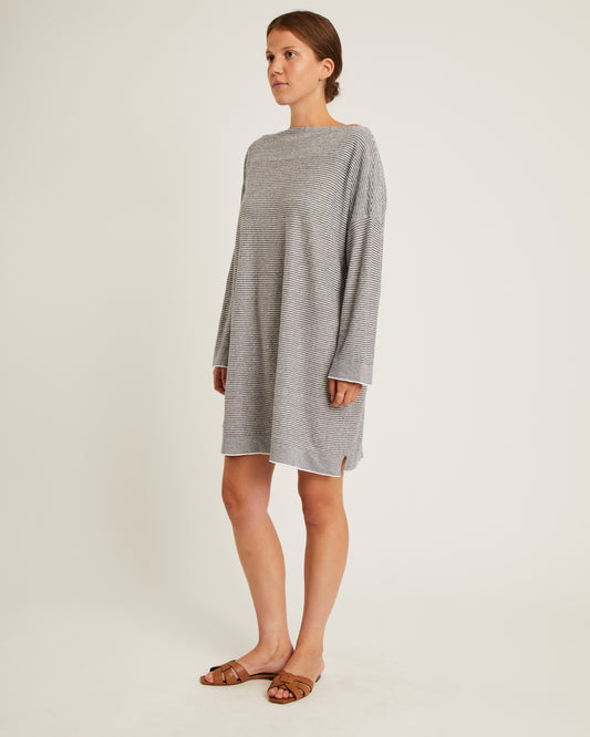 robe rayée en lin à col bateau CAITLIN