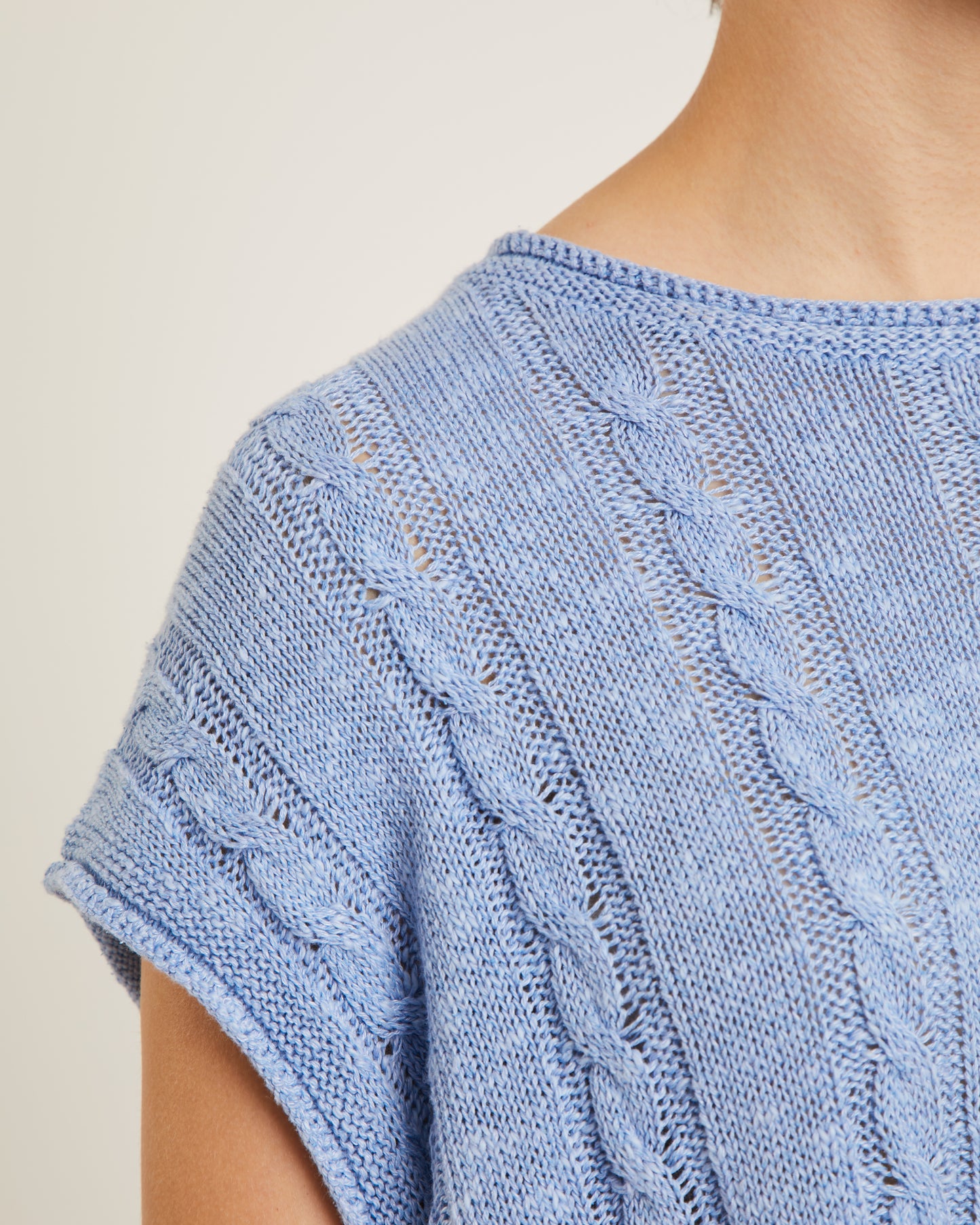 chandail sans manches à maille torsadée en lin et soie ROSA