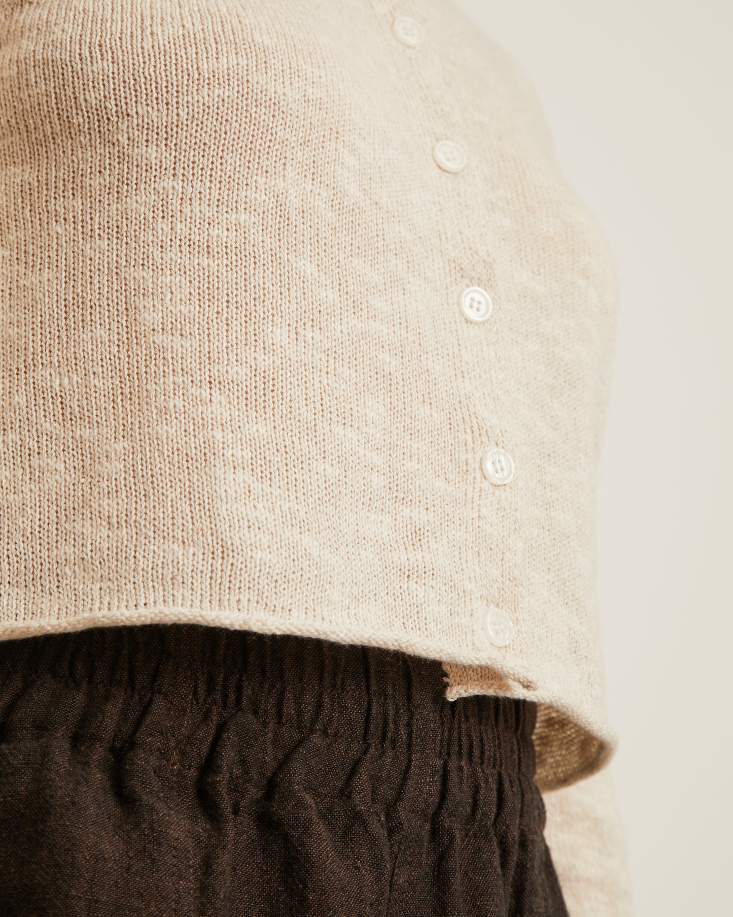 cardigan court en mélange de lin et soie MARTINA