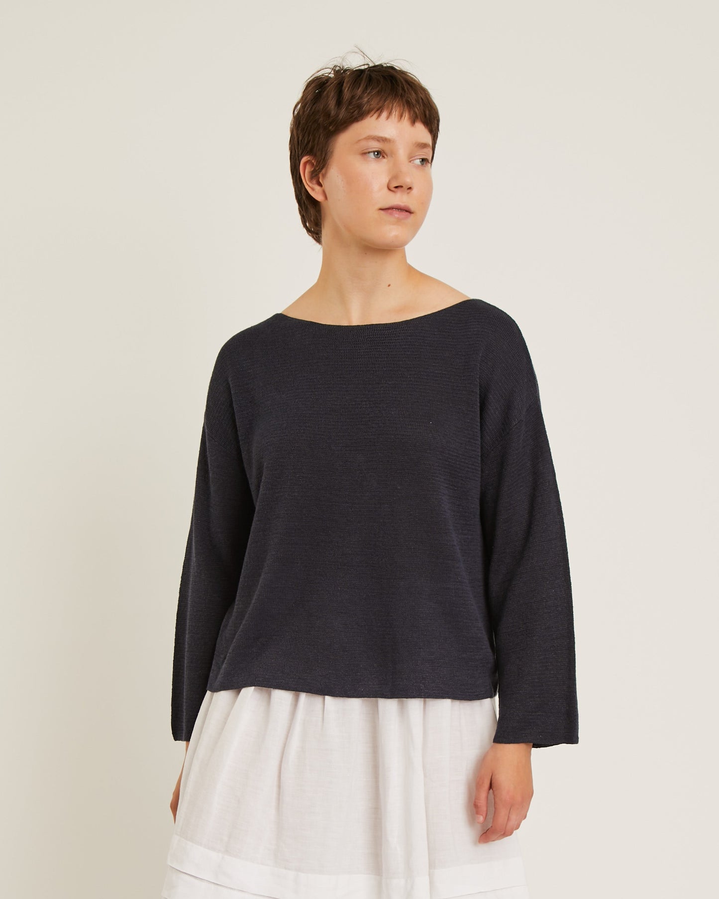 chandail en lin à col bateau DICHEN