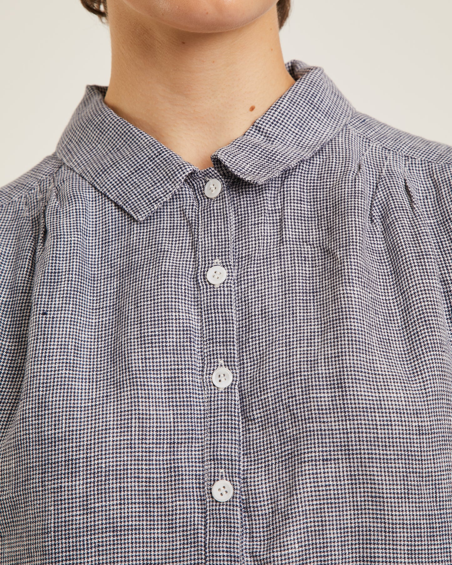 robe en lin MILLIE à motif mini pied-de-poule