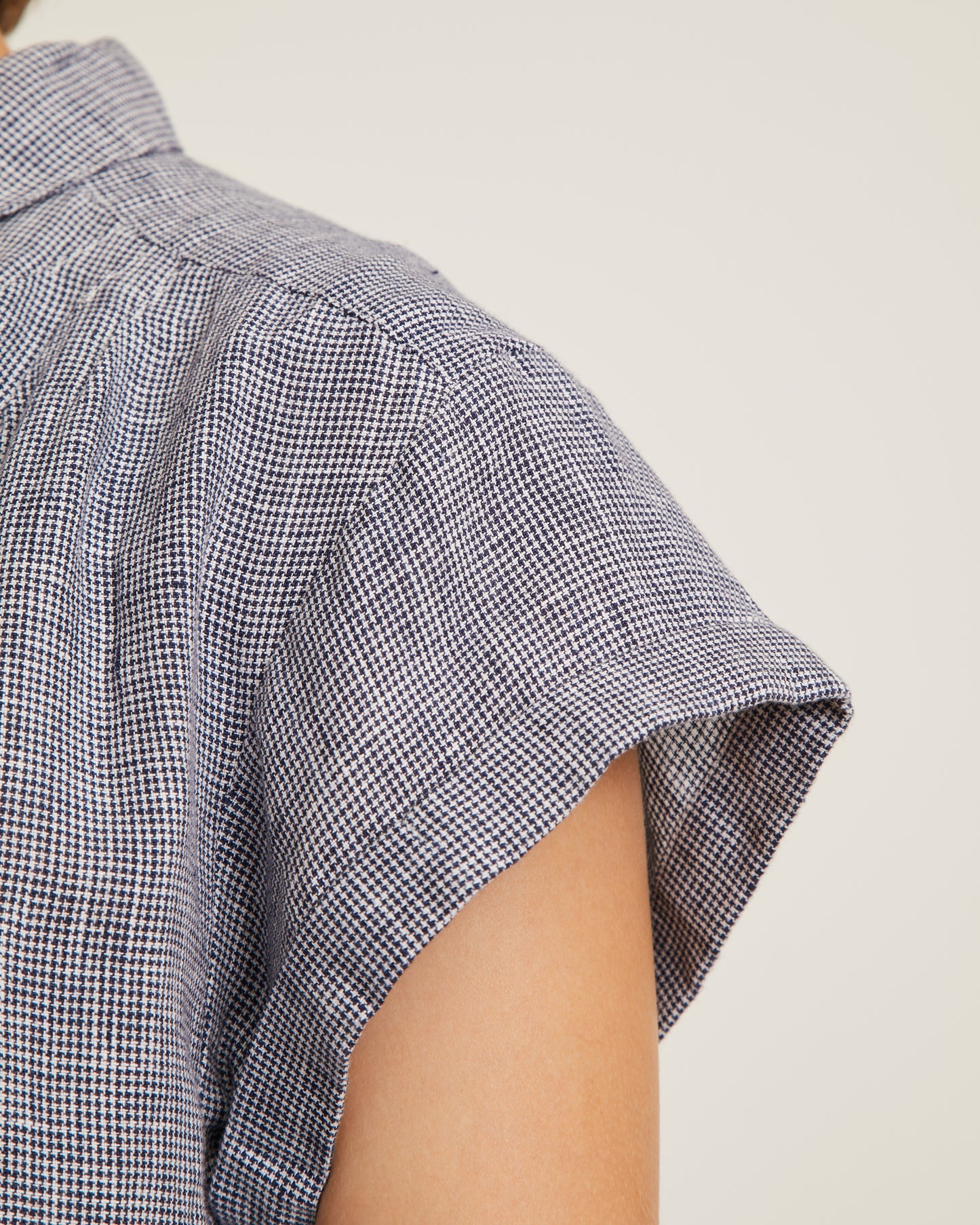 robe en lin MILLIE à motif mini pied-de-poule