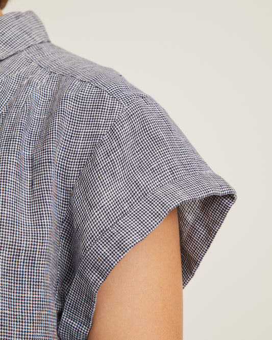 robe en lin MILLIE à motif mini pied-de-poule