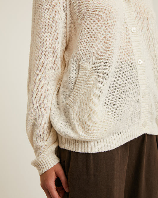 cardigan à capuche en coton et soie PORTIA