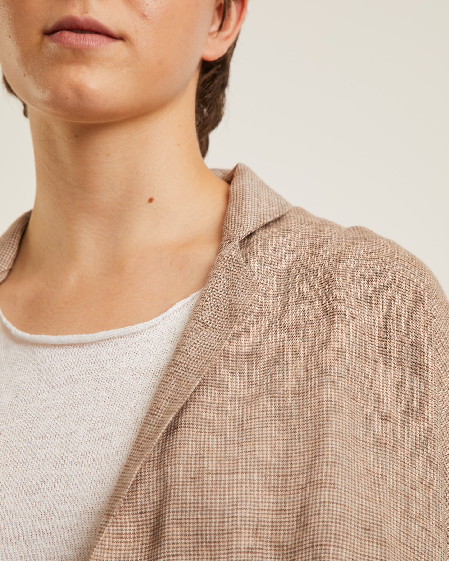 veste en lin AMELIA à motif mini pied-de-poule