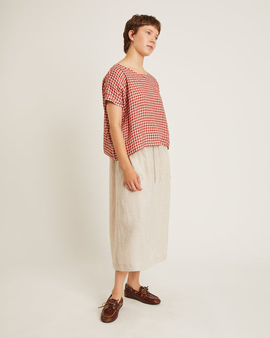 jupe midi à cordon LIA en crêpe de lin